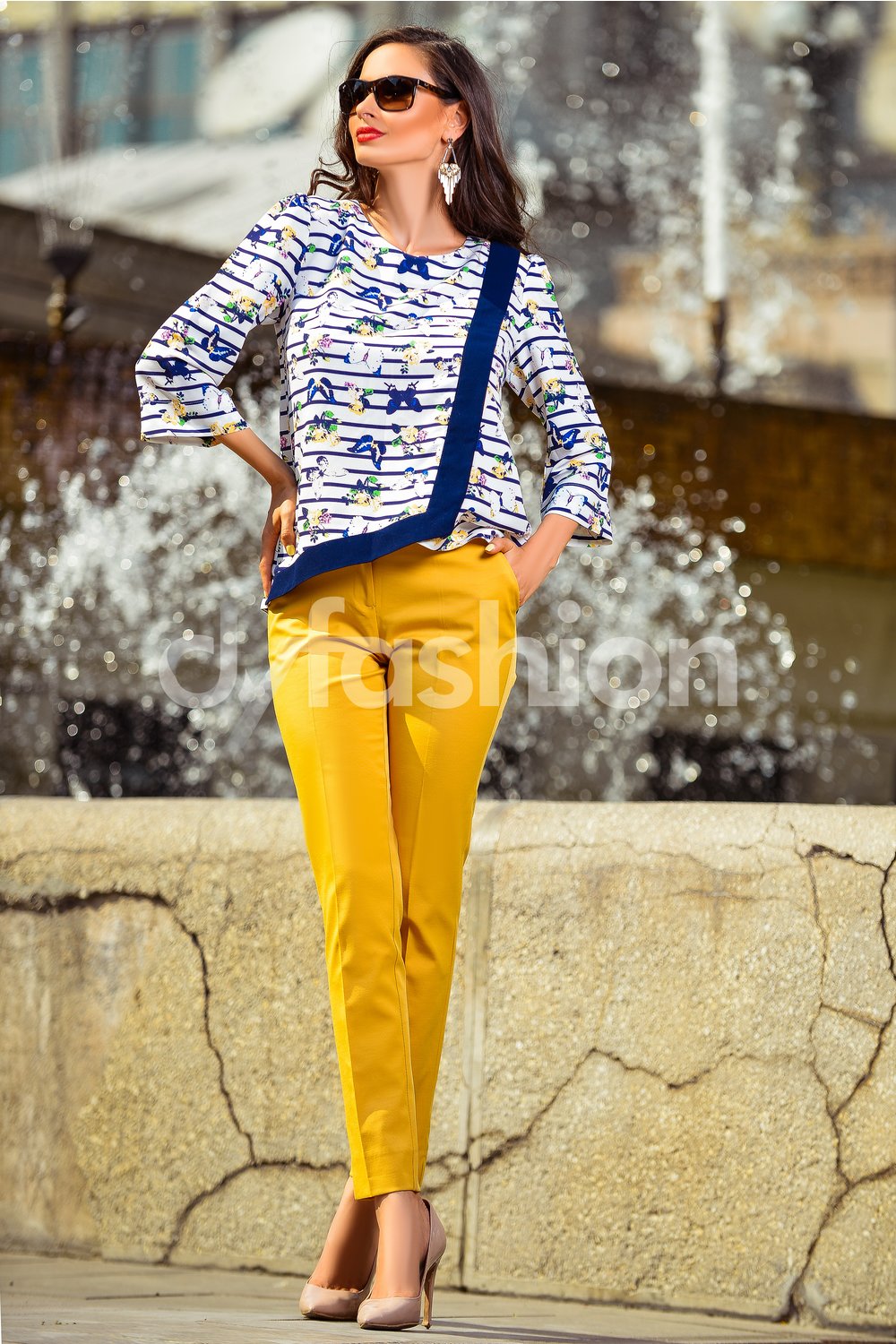 Pantalon Andreea Galben Mustar Office