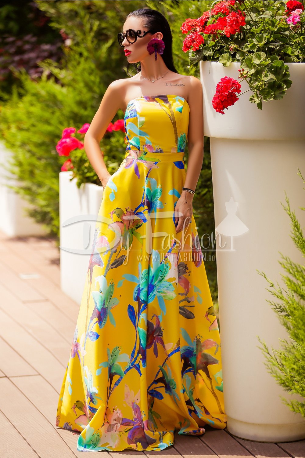 Rochie Divia Galbena din Tafta de Seara