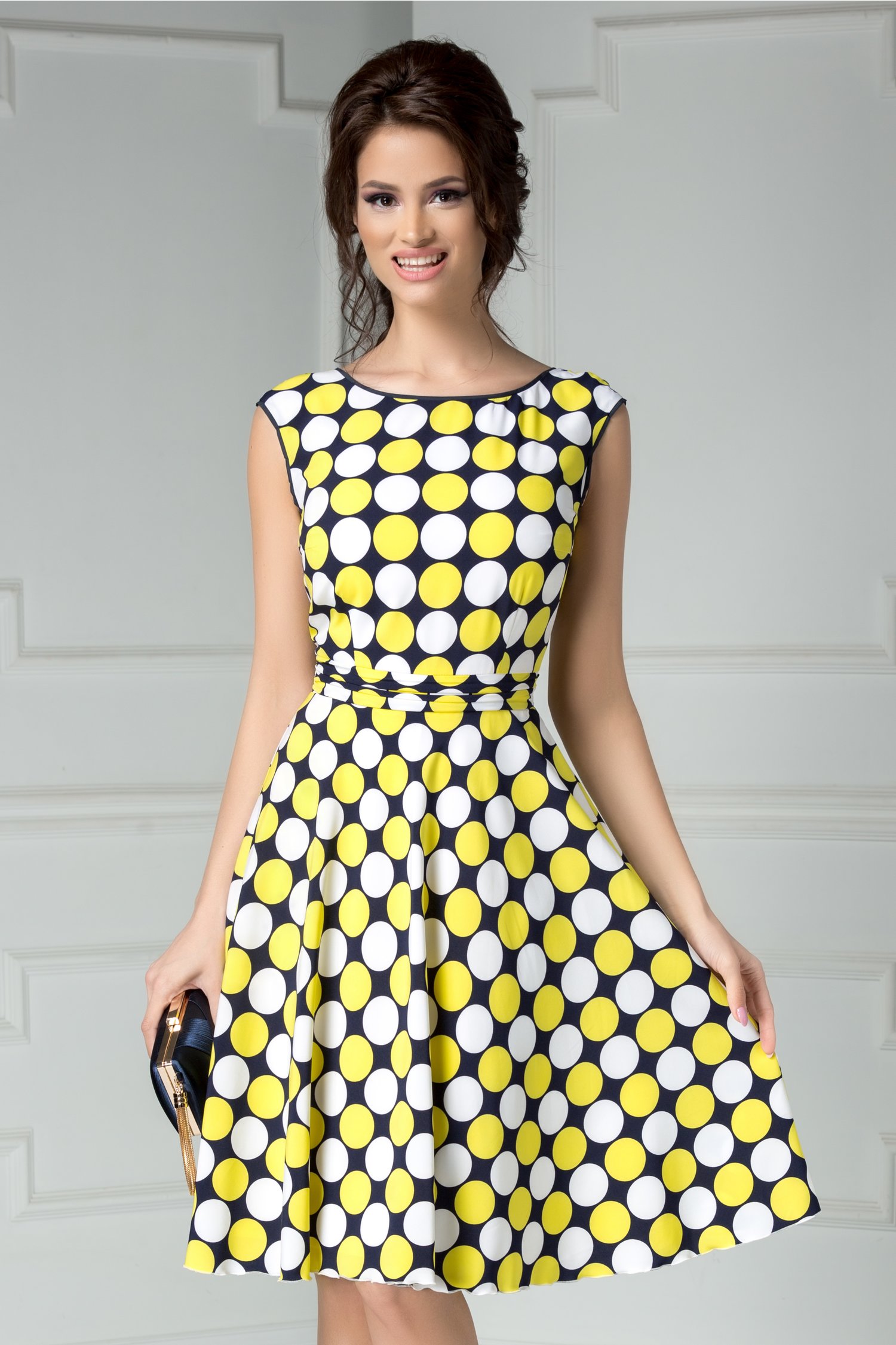 Rochie Leonard Collection Abele cu buline galbene