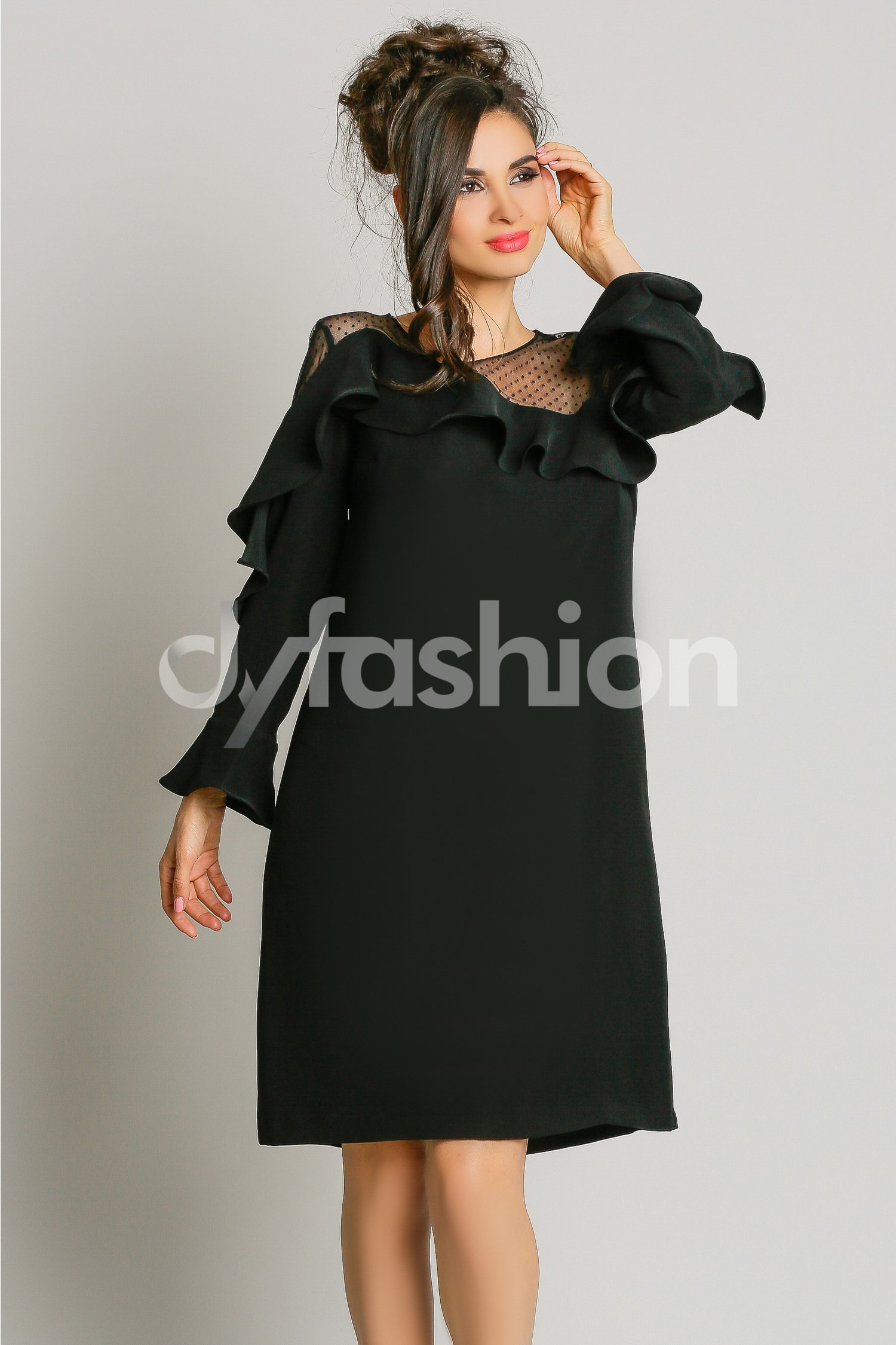 Rochie Okena Neagra de Ocazie Croi Drept