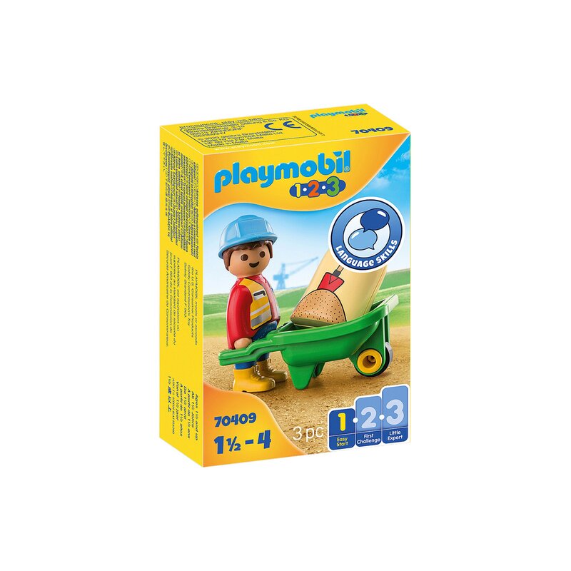 Playmobil - set figurine muncitor cu roaba , 1.2.3.