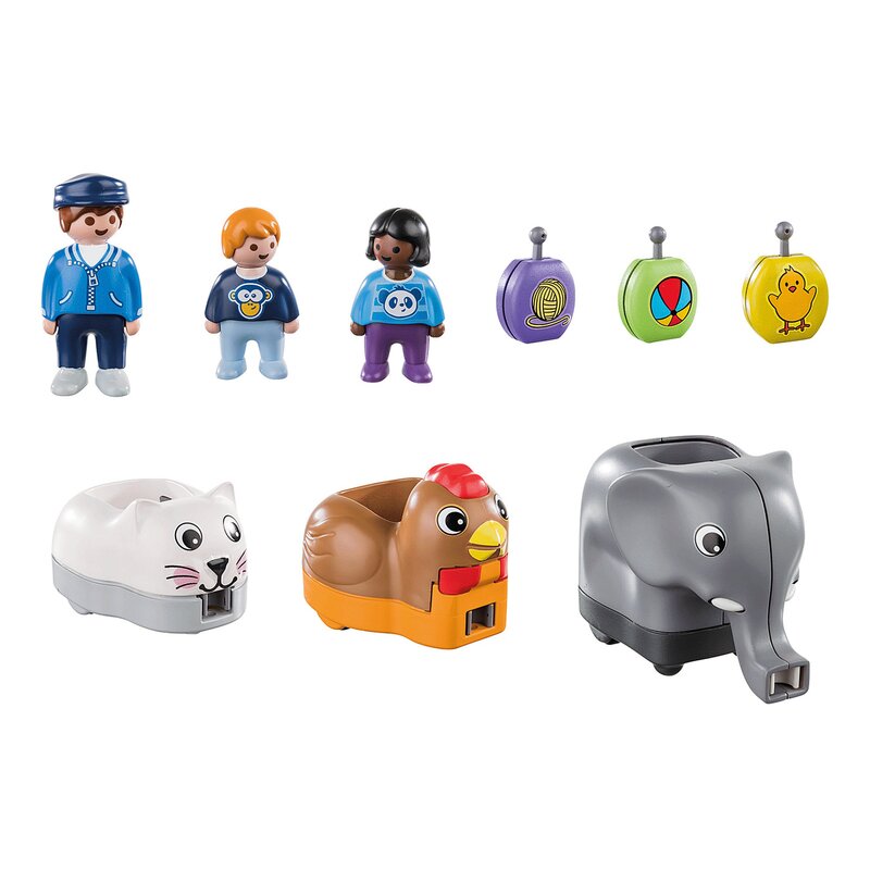 Playmobil - set de constructie tren cu animalute 1.2.3.