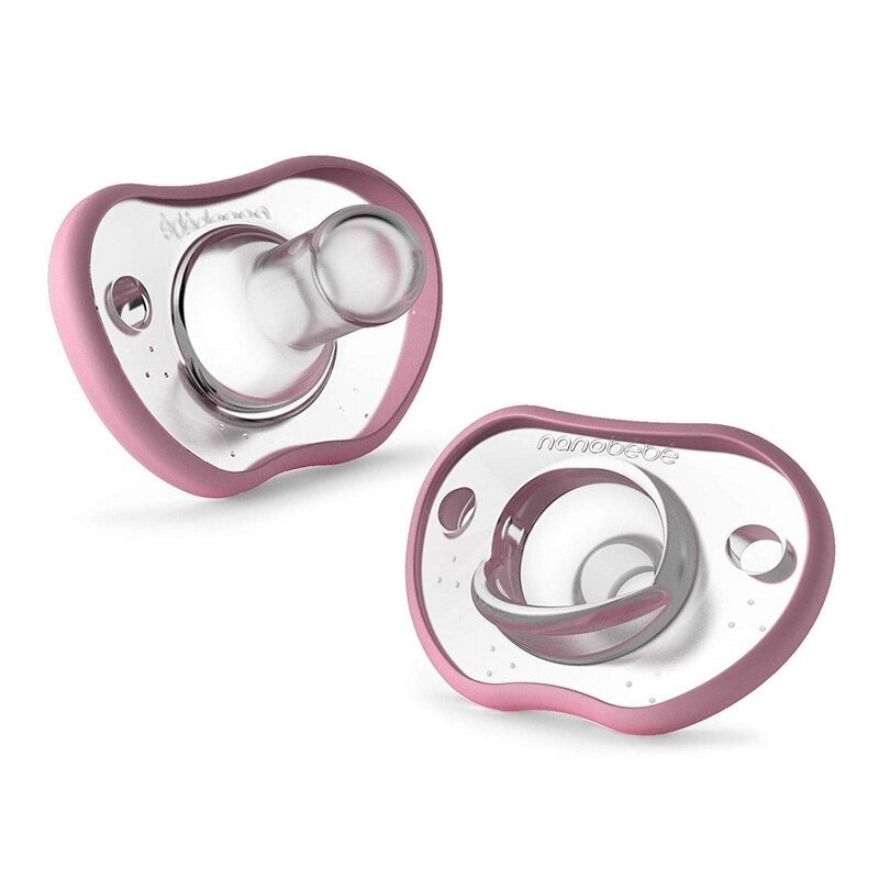Nanobebe - 2 x suzeta flexy pentru nou nascuti in forma anatomica, 3+ luni, roz