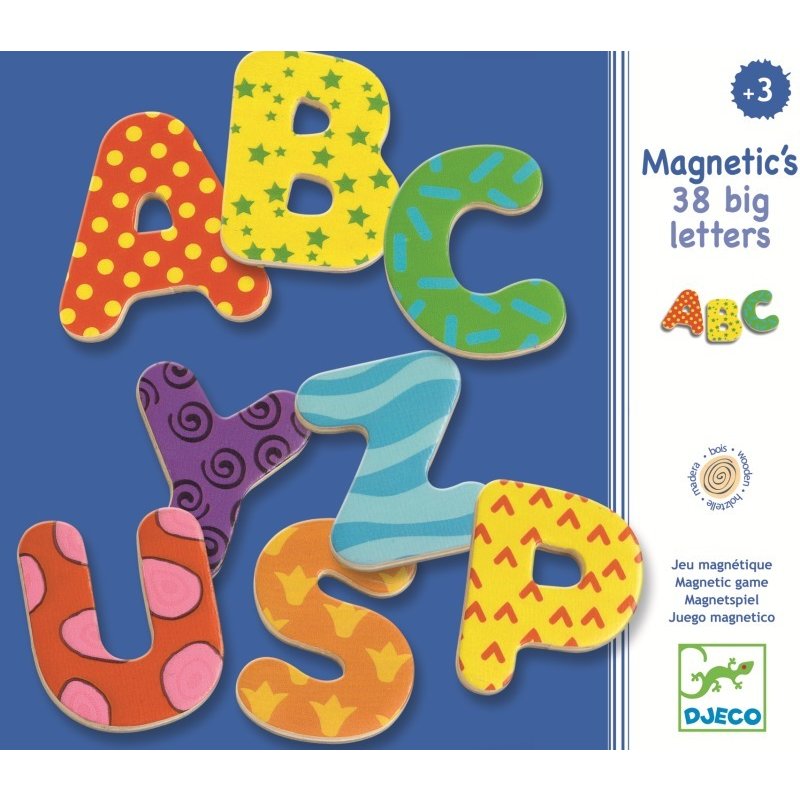 Djeco - 38 litere magnetice colorate pentru copii