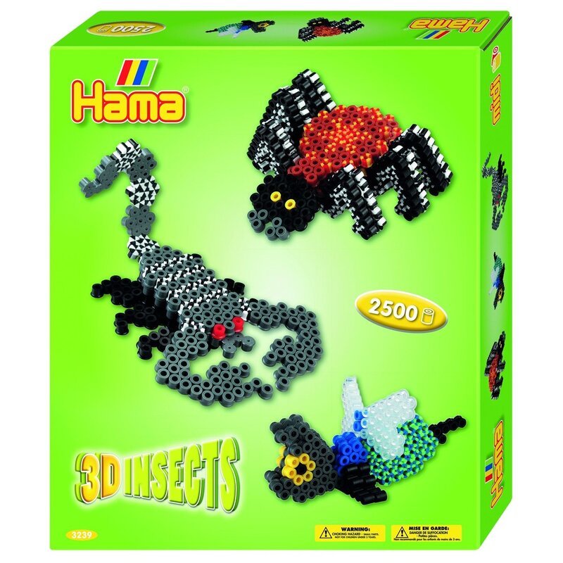 Hama - set margele de calcat insecte 3d in cutie, 2500 buc midi