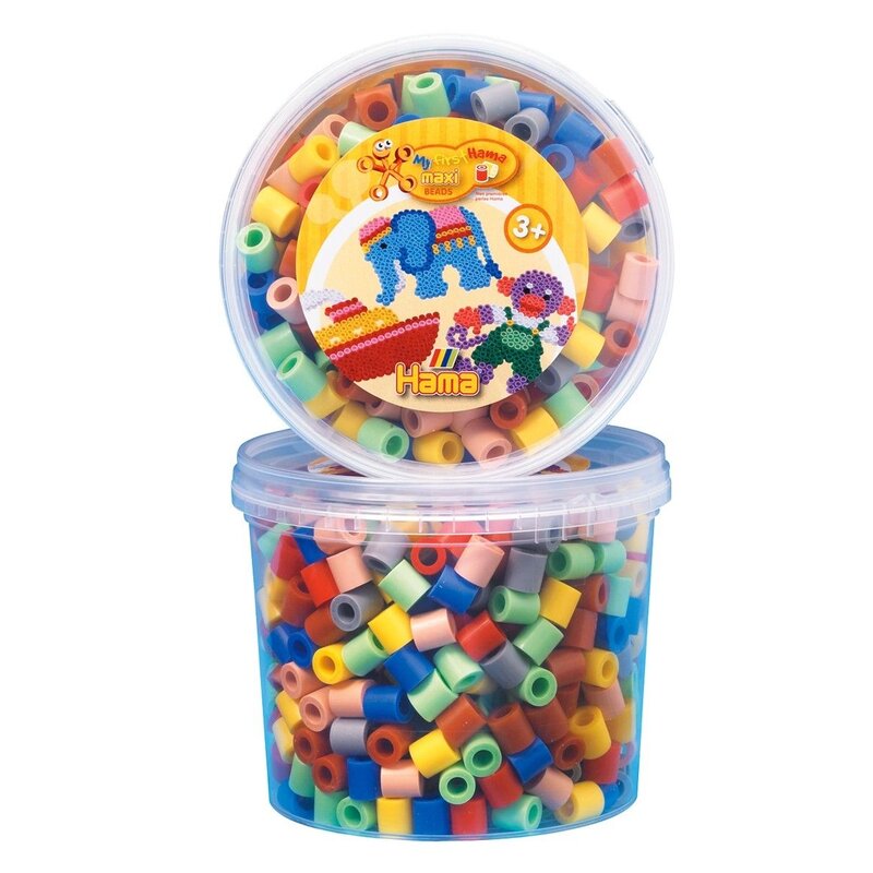 Hama - set margele de calcat mixt69 600 buc, in borcan de plastic maxi
