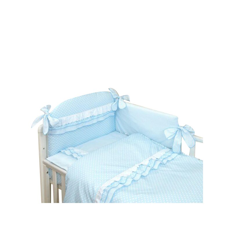 AMY - Lenjerie 3 piese Cu protectie laterala Baby Chic din Bumbac, 120x60 cm, Blue