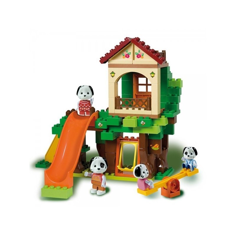 Androni giocattoli set constructie cuburi unico maximilian families casuta din copac 96 piese