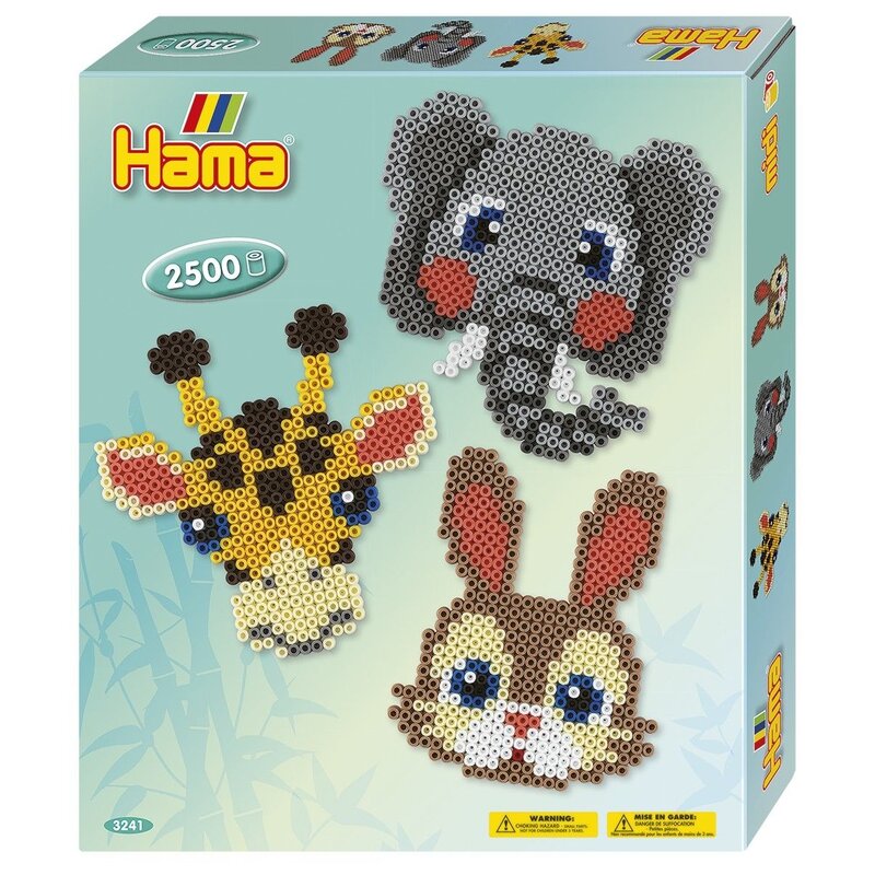 Hama - Set margele de calcat Animale africane In cutie, 2500 buc Midi