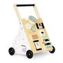 Antemergator din lemn pentru copii, panou educativ cu elemente mobile, roti de cauciuc, Ecotoys, TL01035 - 1