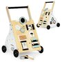 Antemergator din lemn pentru copii, panou educativ cu elemente mobile, roti de cauciuc, Ecotoys, TL01035 - 5