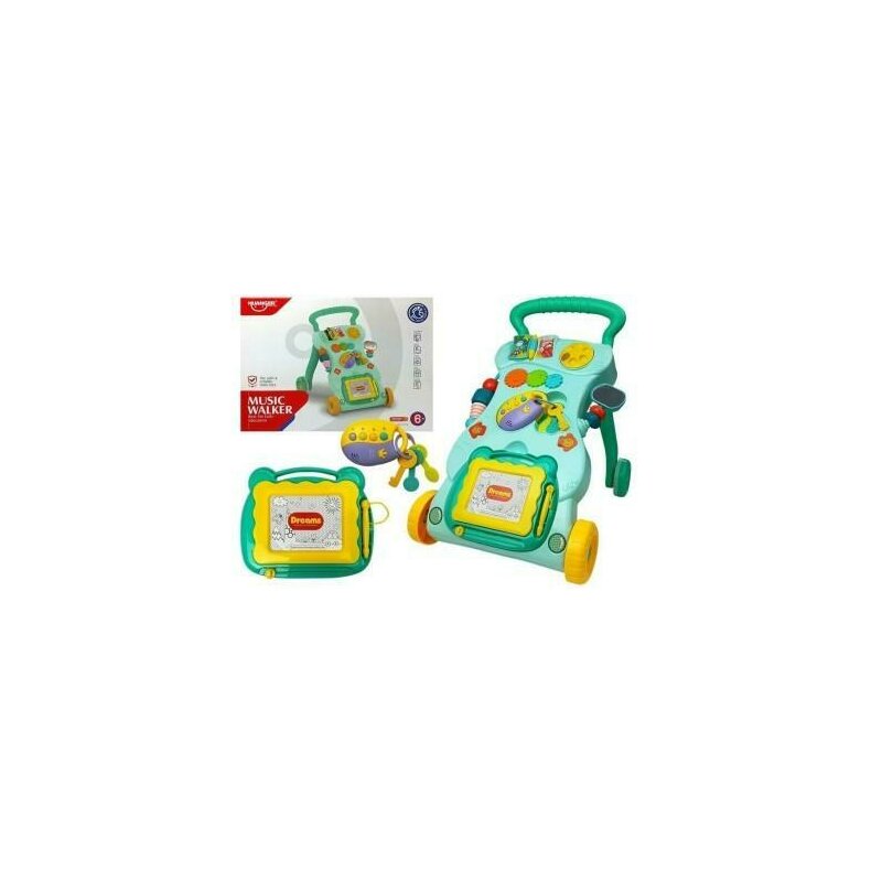 Antepremergator multifunctional pentru bebe, cu centru de activitati, turcoaz, LeanToys, 5996