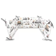 Aparatoare pentru patut, MimiNu, Din bumbac certificat Oeko Tex Standard 100, 180x30 cm, Cu panglici, Design, Cars Grey