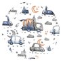 Aparatoare pentru patut, MimiNu, Din bumbac certificat Oeko Tex Standard 100, 180x30 cm, Cu panglici, Design, Cars Grey - 3