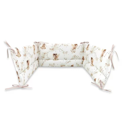 Aparatoare pentru patut, MimiNu, Din bumbac certificat Oeko Tex Standard 100, 180x30 cm, Cu panglici, Fairy