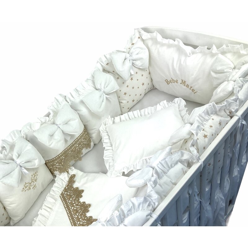 Deseda - aparatori din 13 pernute lux by pt pat 140x 70 cm alb auriu
