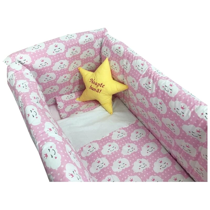 Deseda - aparatori laterale protectii pat 120x60 cm maxi norisori pe roz