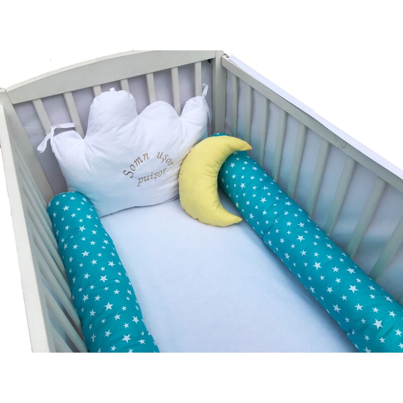 Deseda - aparatori laterale protectii pat cu bumper 120x60 cm somn usor puisor turquoise