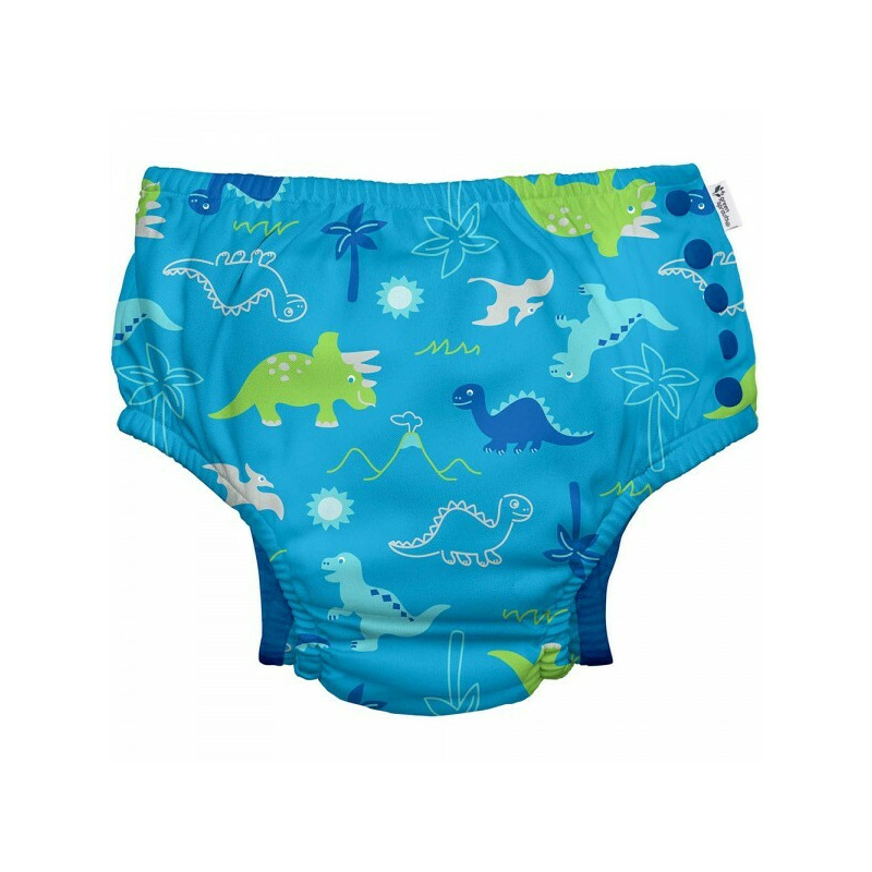 Aqua Dinosaurs 12 luni - ECO Slip copii SPF 50+ refolosibil, cu capse Green Sprouts by iPlay