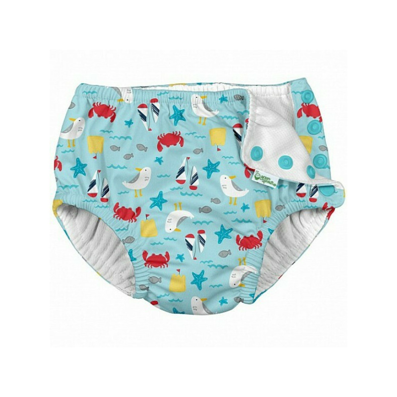 Aqua Nautical Crab 6 luni - Slip inot SPF 50+ refolosibil, cu capse Green Sprouts by iPlay