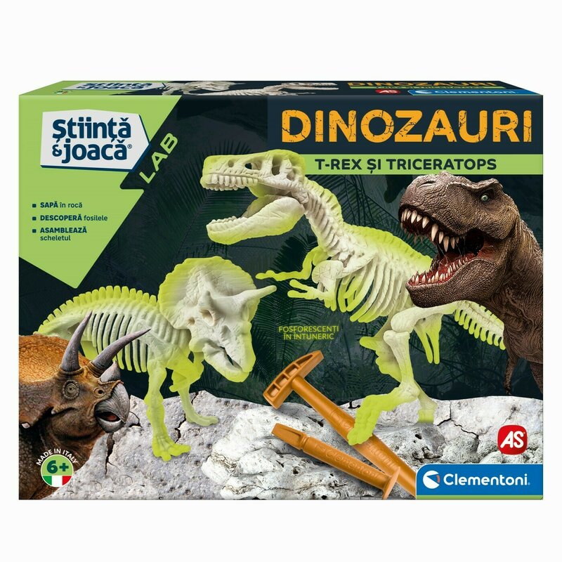 As - DESCOPERA DINOZAURUL T-REX & TRICERAPTOR FLUO STIINTA SI JOACA