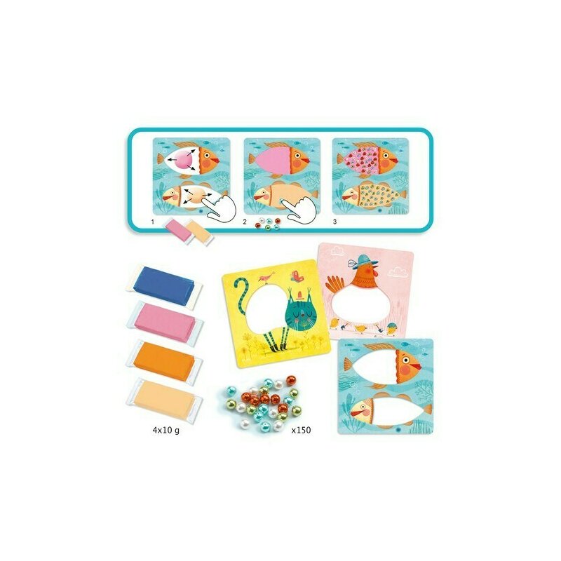Djeco - atelier creativ , mozaic cu plastilina si margele