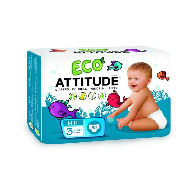 Attitude - Scutece ecologice de unica folosinta marime 3 (5-11kg)