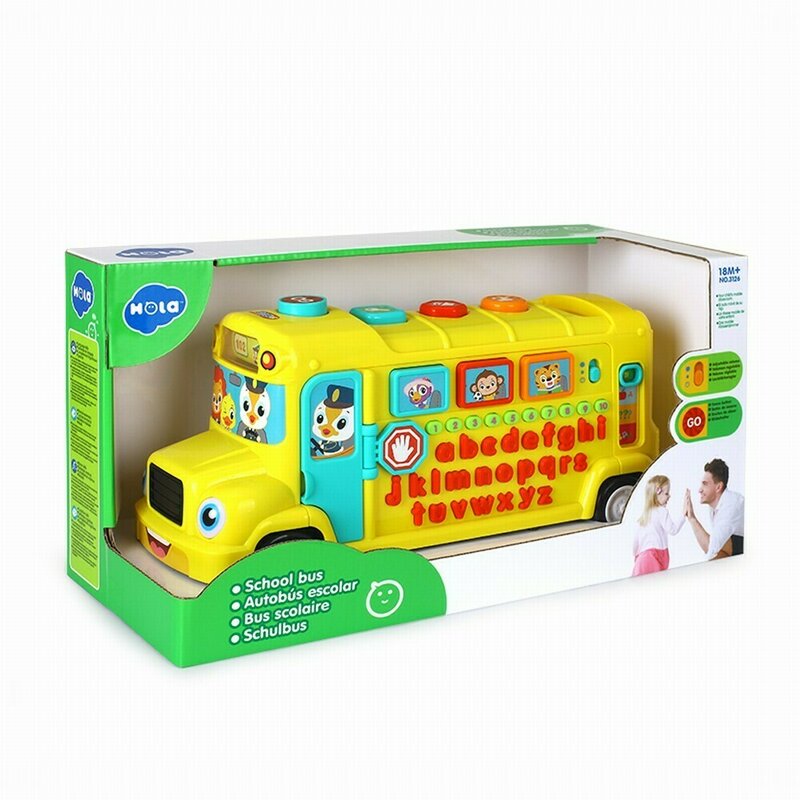 Jucarii bebe - jucarie interactiva autobuz scolar, cu sunete, cu lumini
