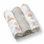 Set 3 scutece, BabyOno, Multifunctionale, 70x70 cm, Bambus si bumbac, 0 luni+, Gri/Multicolor - 1