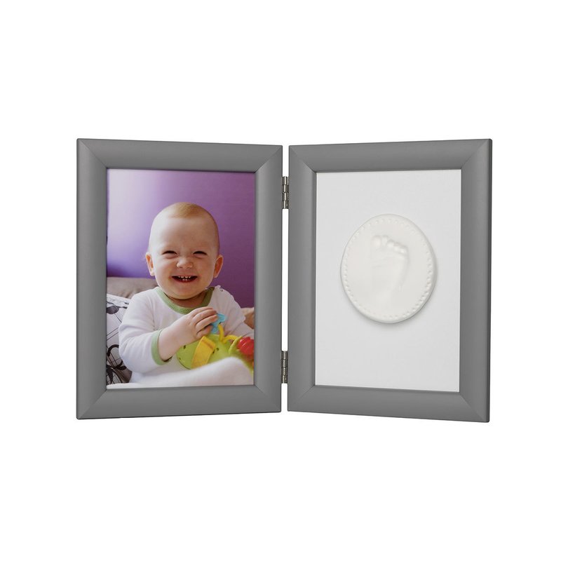 Kit mulaj, Baby HandPrint, Memory Frame, Cu rama foto 13×18 cm, Non-toxic, Conform cu standardul european de siguranta EN 71-3:2019, Silver Jucarii & Cadouri