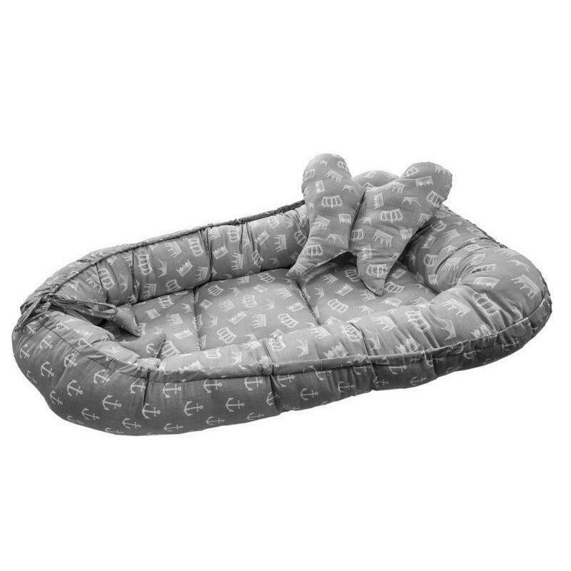 Baby Nest 2 Piese MyKids Crown Grey