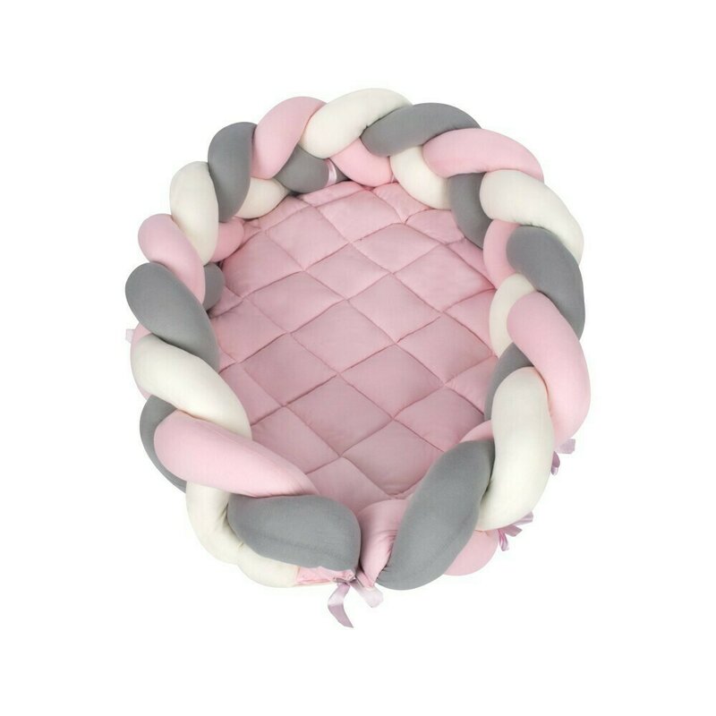 Sevibebe - suport de dormit baby nest din bumbac, 60x28 cm, roz