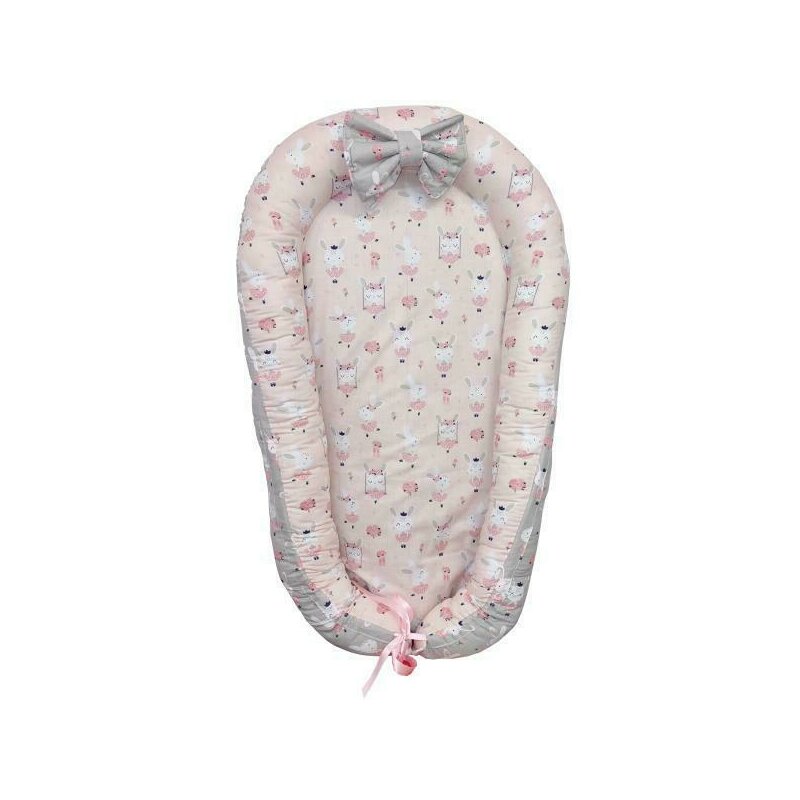 Baby Nest din Cocos MyKids Dancing Bunny Grey - Pink