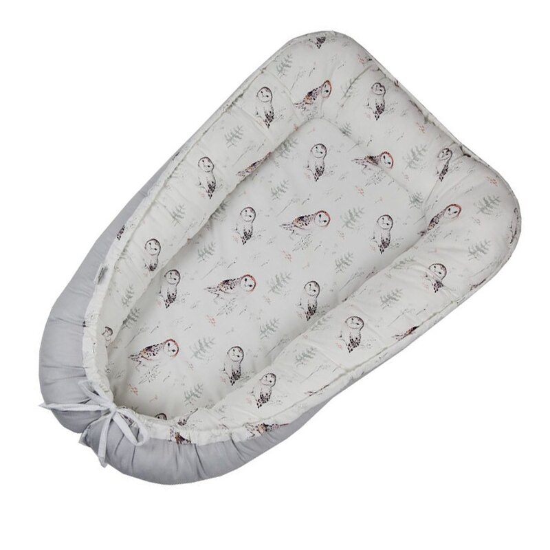 Eko - suport de dormit baby nest bufnite din bumbac, 90x60 cm
