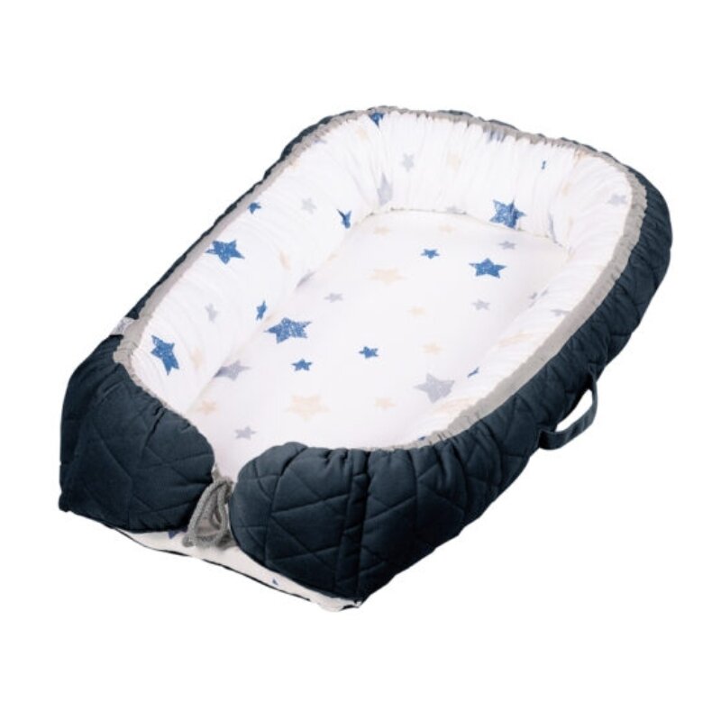 Klups - suport de dormit baby nest din bumbac, 80x50 cm, albastru
