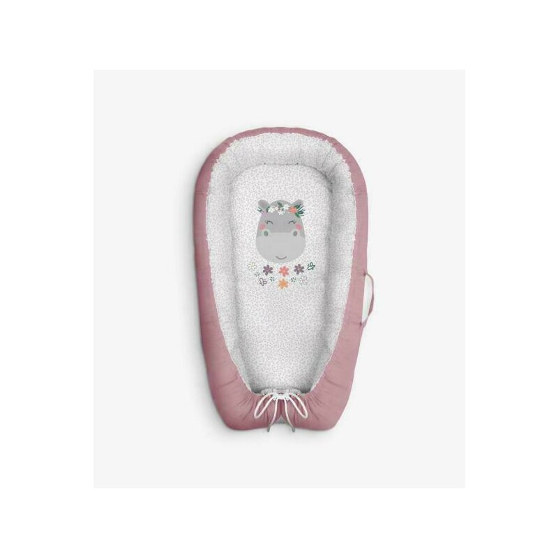Klups - suport de dormit animals love , hippo, din bumbac, 80x45 cm, roz