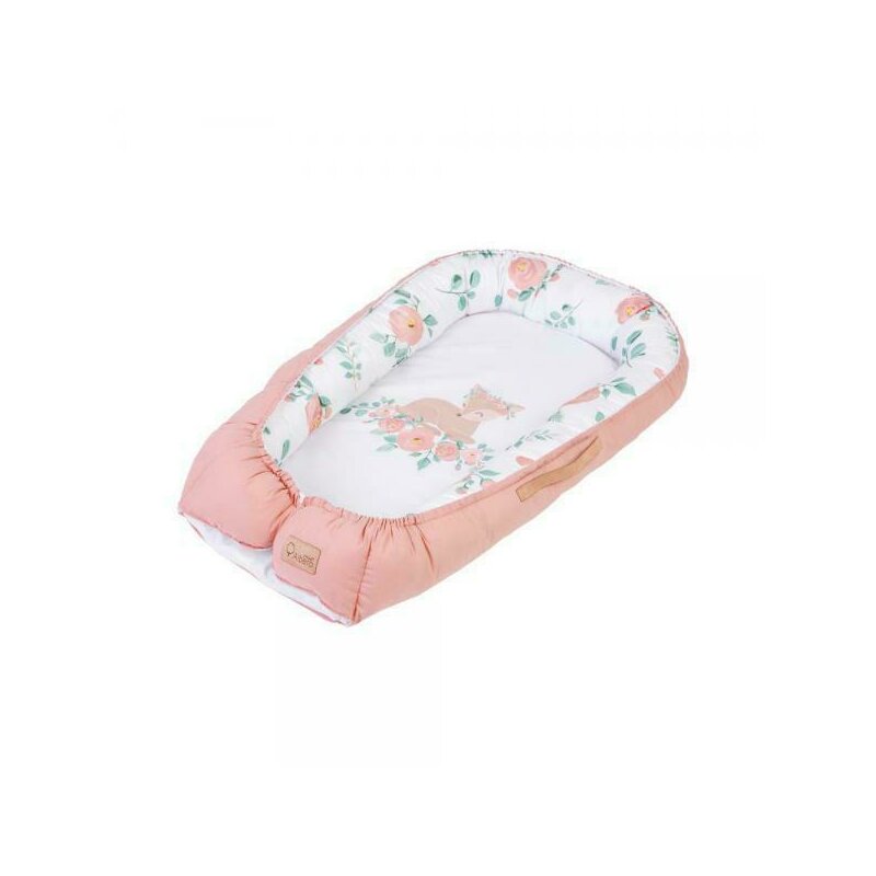Klups - suport de dormit baby nest nature & love rose din bumbac, 80x50 cm