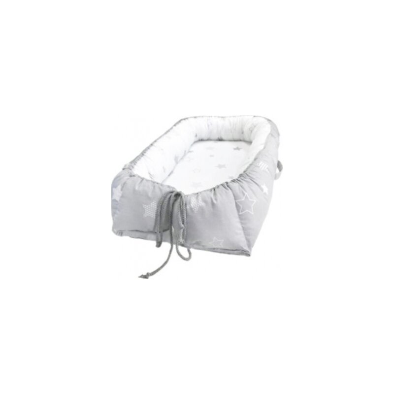 Klups - suport de dormit baby nest star miracle din bumbac, 80x45 cm, gri