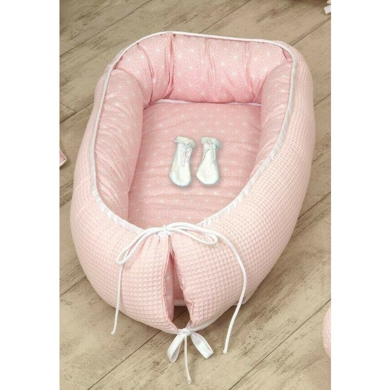 Amy - baby nest reversibil origami waffle duo 70 x 45 cm pink