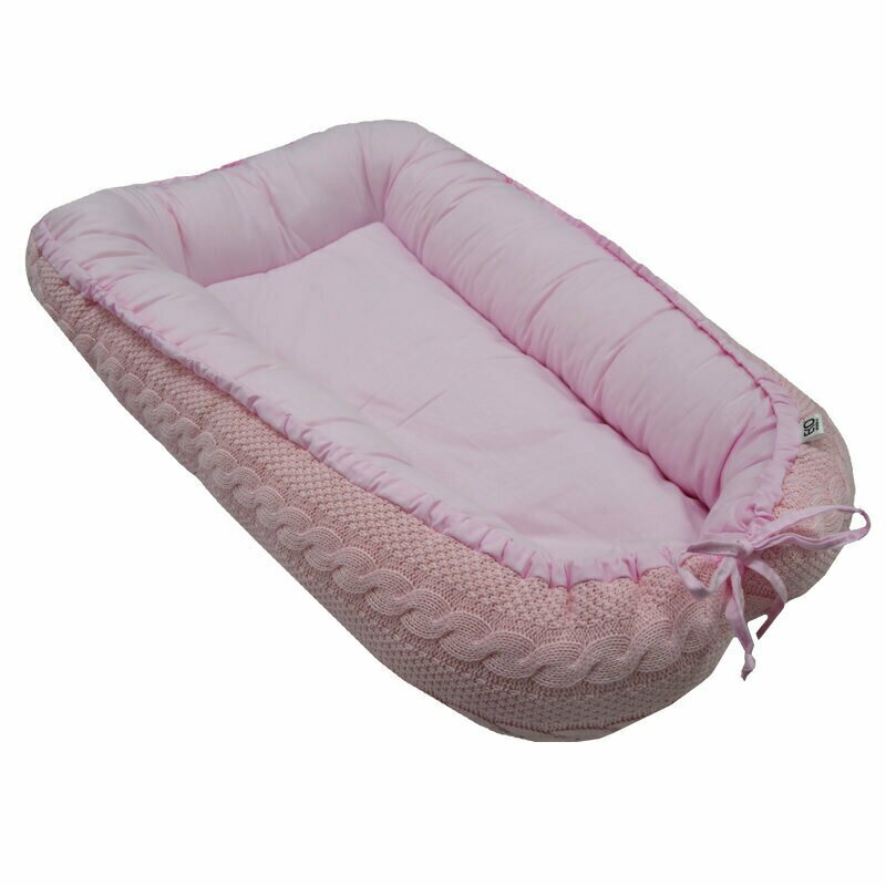 Eko - suport de dormit baby nest tricotat din bumbac, 90x55 cm, roz