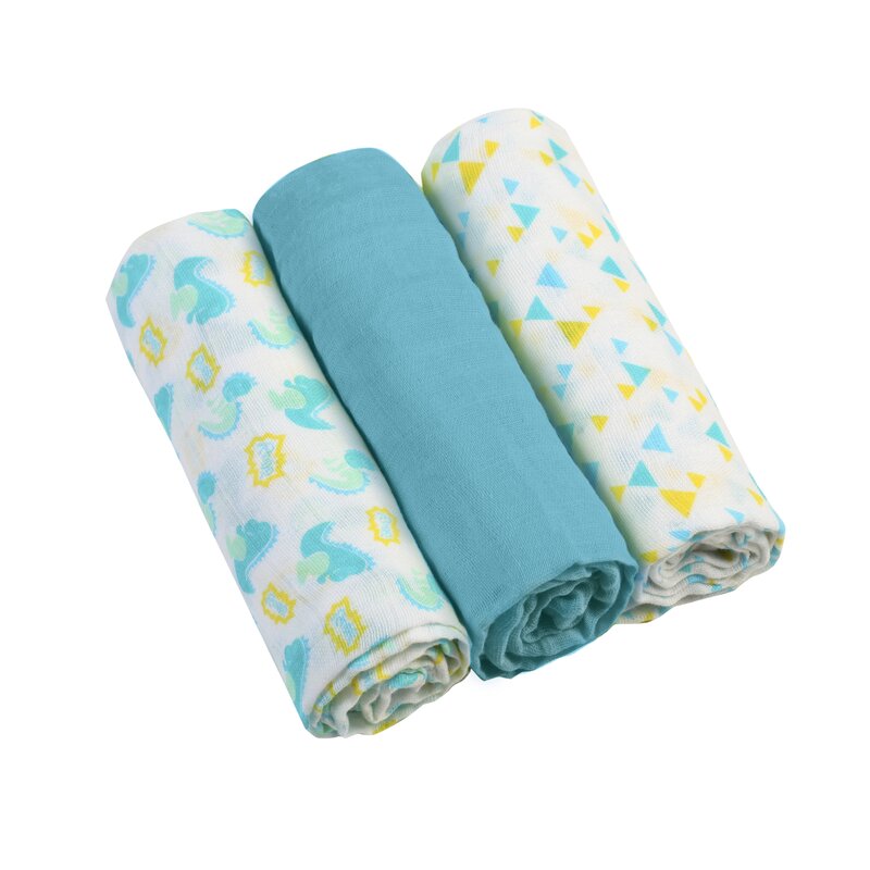 Babyono - set 3 scutece muselina, albastru