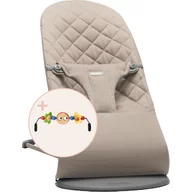 BabyBjorn - Balansoar Bliss Sand Grey din tesatura matlasata cu aspect Clasic, cu bara de jucarii inclusa