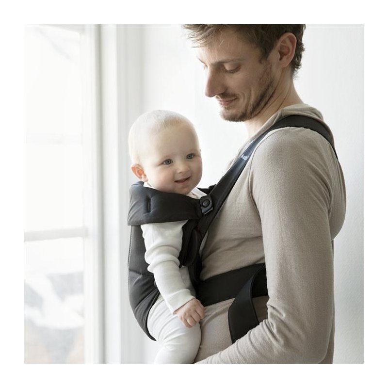 Babybjorn - marsupiu anatomic mini, cu pozitii multiple de purtare – black, bumbac