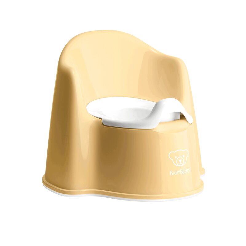 Babybjorn - olita potty chair powder cu protectie spate, alb/galben