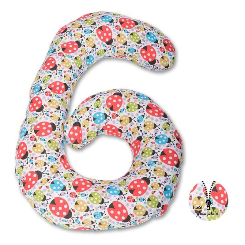 Babyneeds - perna multifunctionala enjoy, cu husa detasabila din bumbac, buburuze