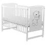 Babyneeds - Patut din lemn de pin Timmi 120x60 cm Cu laterala culisanta, EN716-1, EN716-2, Inaltime saltea reglabila pe 3 nivele, Laterala cu 3 bete detasabile, Alb + Saltea 10 cm + Qmini - Masuta de schimbat, 70x50 cm, Alb - 9