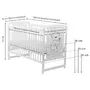 Babyneeds - Patut din lemn de pin Timmi 120x60 cm Cu laterala culisanta, EN716-1, EN716-2, Inaltime saltea reglabila pe 3 nivele, Laterala cu 3 bete detasabile, Alb + Saltea 10 cm + Qmini - Masuta de schimbat, 70x50 cm, Alb - 15