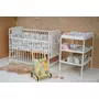 Babyneeds - Patut din lemn de pin Timmi 120x60 cm Cu laterala culisanta, EN716-1, EN716-2, Inaltime saltea reglabila pe 3 nivele, Laterala cu 3 bete detasabile, Alb + Saltea 10 cm + Qmini - Masuta de schimbat, 70x50 cm, Alb - 1