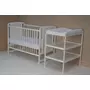 Babyneeds - Patut din lemn de pin Timmi 120x60 cm Cu laterala culisanta, EN716-1, EN716-2, Inaltime saltea reglabila pe 3 nivele, Laterala cu 3 bete detasabile, Alb + Saltea 10 cm + Qmini - Masuta de schimbat, 70x50 cm, Alb - 5