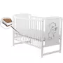 Babyneeds - Patut din lemn de pin Timmi 120x60 cm, EN716-1, EN716-2, Inaltime saltea reglabila pe 3 nivele, Laterala cu 3 bete detasabile, Alb + Saltea 10 cm + Qmini - Masuta de schimbat, 70x50 cm, Alb - 4